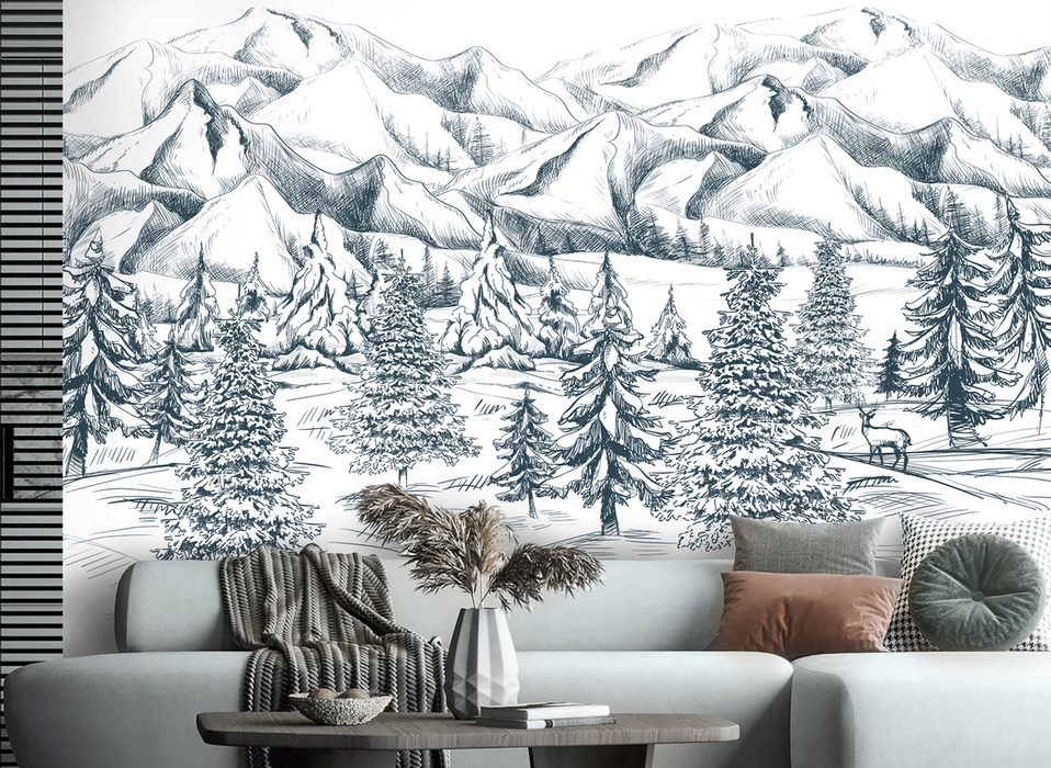 Mountains, Pencil, Nature