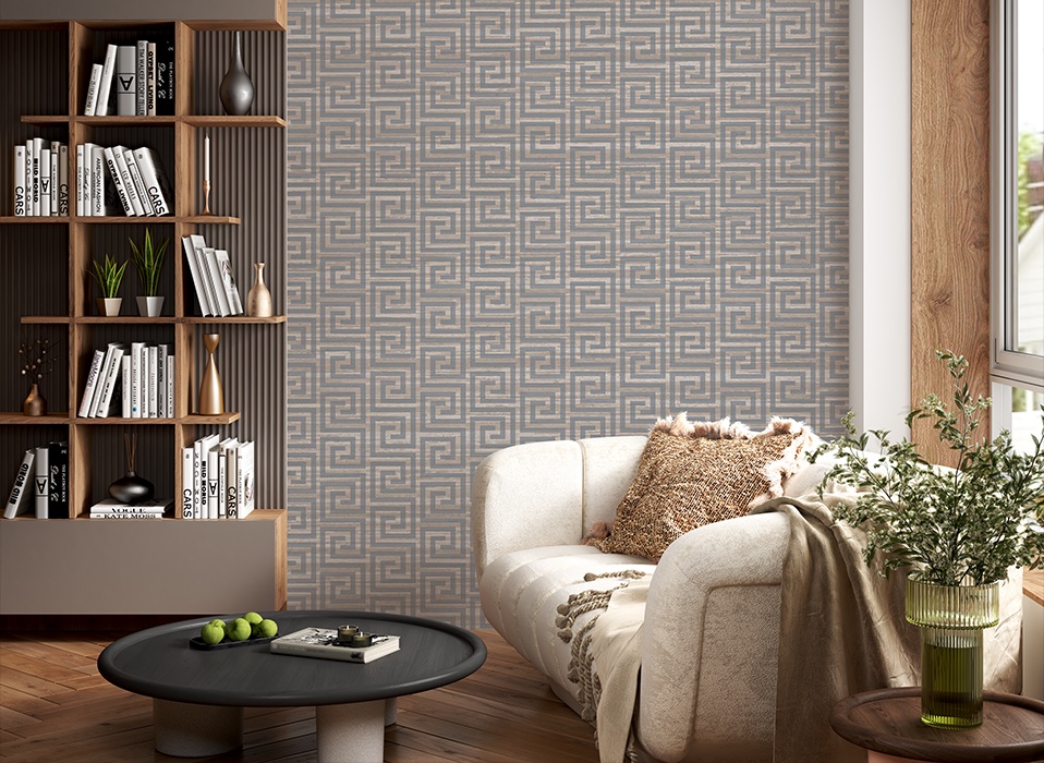Greek ornament, Gray, Bedroom