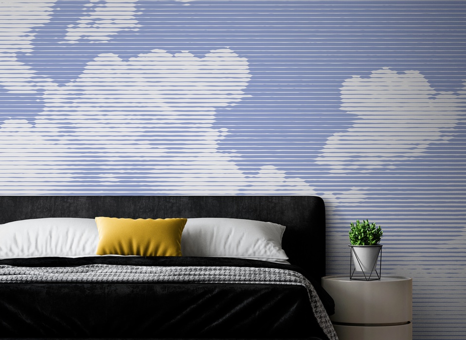 clouds, stripes, blue