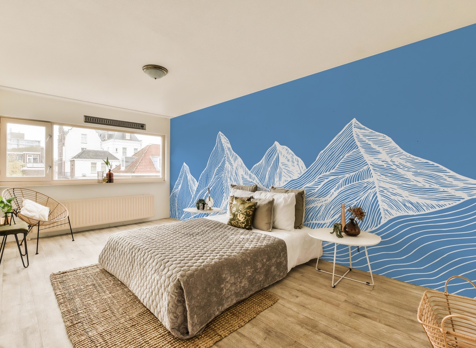 mountains, white, blue